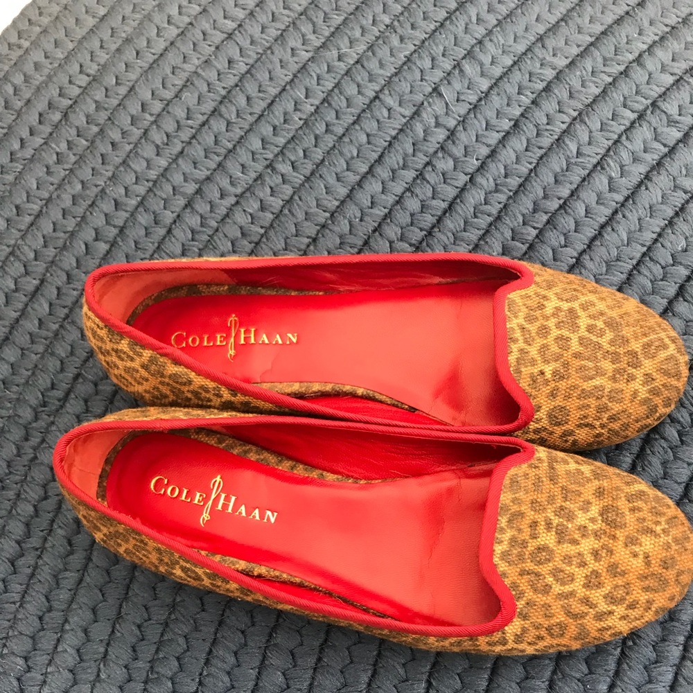 Cole Haan smoking flats leopard print